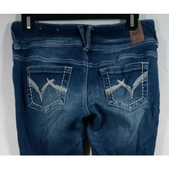 Vanity Collection Distressed Whiskered Metallic Embroidered Jeans Size 28x32 - Picture 1 of 11